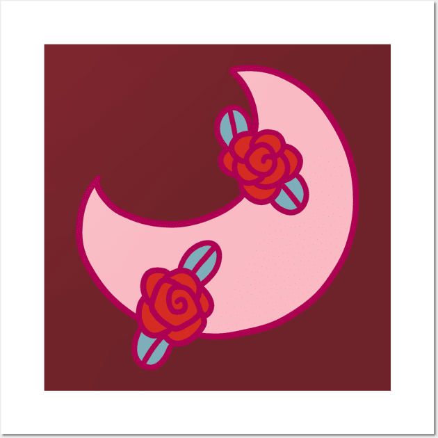 Pink Rose Moon Wall Art by saradaboru